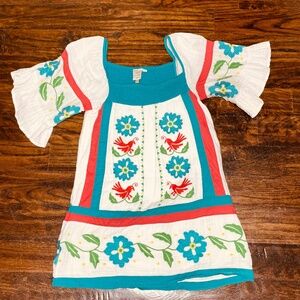 Anthropologie Seen Worn Kept Size 2 Embroidered Tunic Top Mexican Folk Art